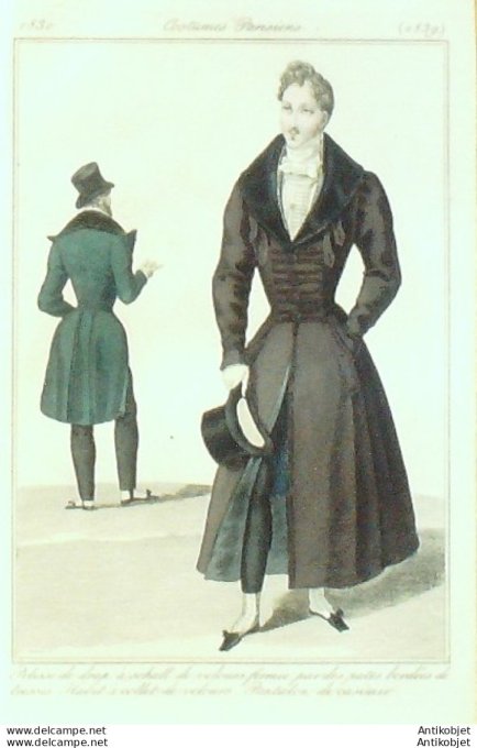Costume Parisien 1830 # 2839 Pelisse drap à shall homme