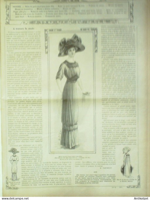 La Mode illustrée journal 1910 n° 29 Toilettes Costumes Passementerie