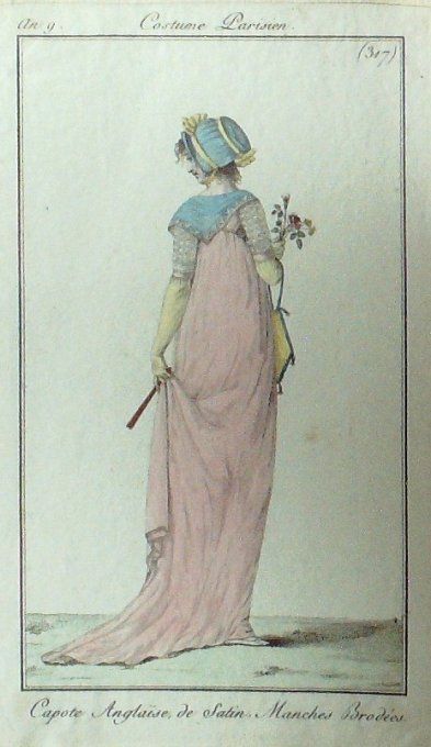 Gravure Mode Costume Parisien 1801 an   9 # 317 (eau forte old Fashion plate