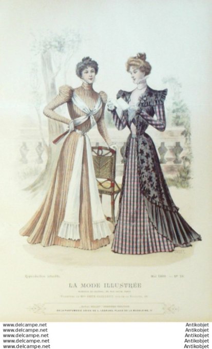 Gravure Mode illustree 1898 # 18 (Old Fashion plate) rare