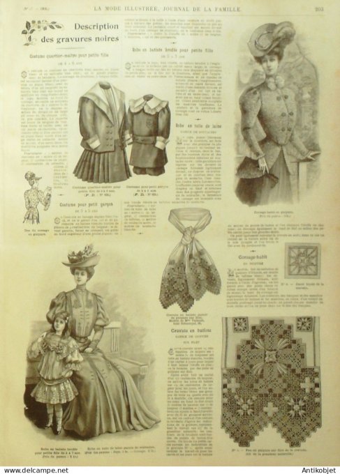 La Mode illustrée journal 1905 n° 17 Toilette de visites en drap