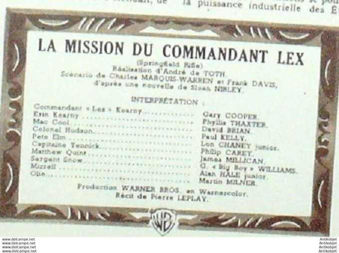 La mission du commandant Lex Gary Cooper Phyllie Thaxter