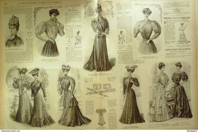 La Mode illustrée journal 1905 n° 17 Toilette de visites en drap