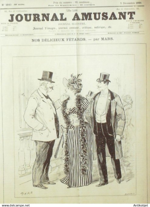 Le Journal Amusant 1891 n°1840 Menus-Noels d élicieux fêtards Abb é Daubray gens de lettre