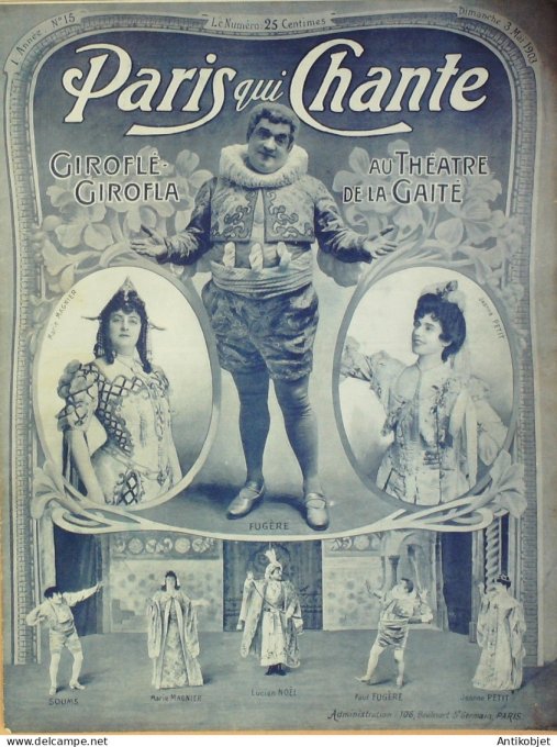 Paris qui chante 1903 n° 15 Fugère Muller Irma de Lafère Max Morel Romagnan