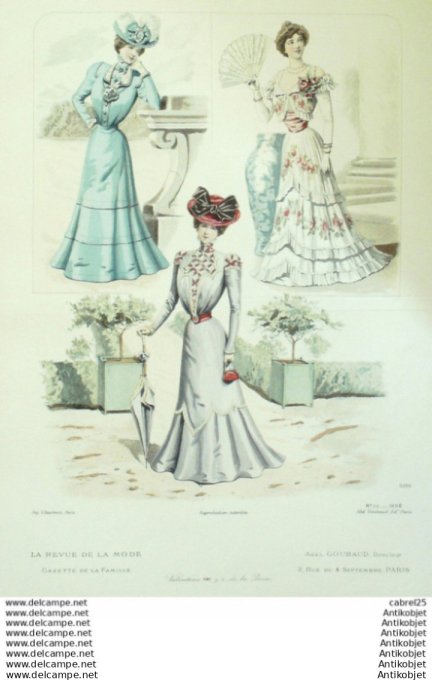 Gravure Mode La Gazette 1898 # 32 (Old Fashion plate)