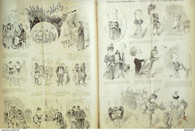 Le Journal Amusant 1891 n°1840 Menus-Noels d élicieux fêtards Abb é Daubray gens de lettre
