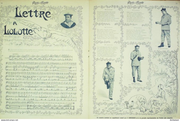 Paris qui chante 1903 n° 15 Fugère Muller Irma de Lafère Max Morel Romagnan