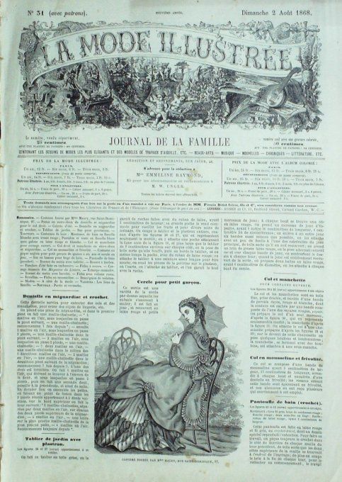 Journal Mode illustrée 1868 # 31 Costume dame