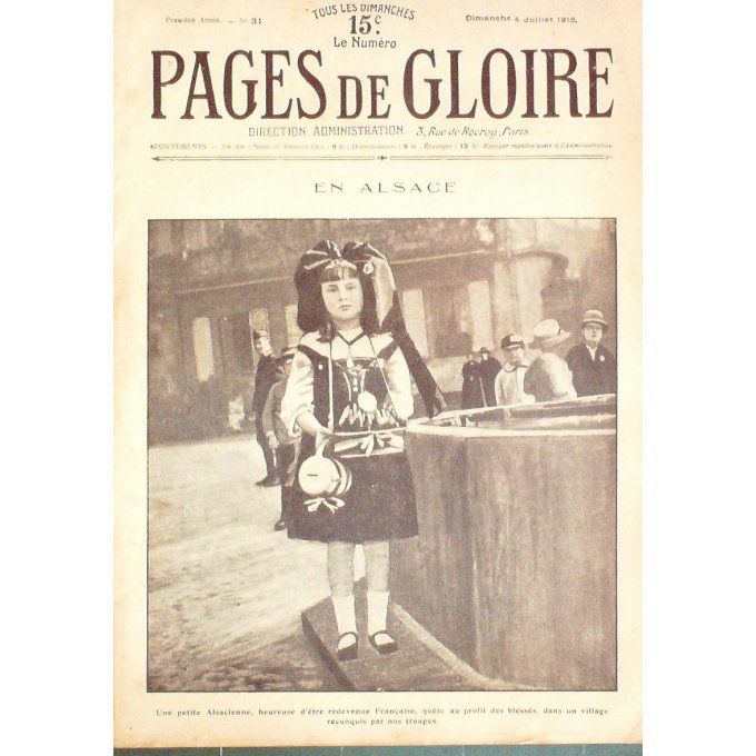 Pages de gloire 1915 n°31 ALSACE VICTORIA SEDUL BAHR BENOIT XV