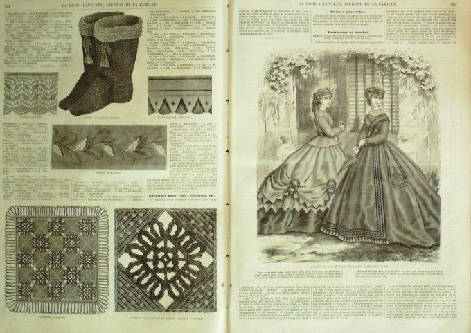 Journal Mode illustrée 1865 # 31 Toque polonaise & chapeau de paille
