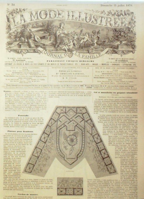 Journal Mode illustrée 1870 # 31 Quartier de pantoufle