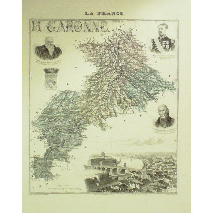 Carte HAUTE GARONNE (31) TOULOUSE Graveur LECOQ WALTNER BARBIER 1868
