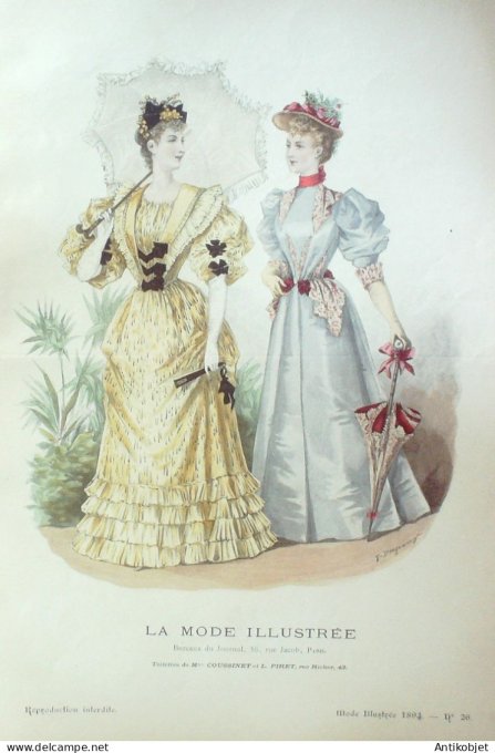 Gravure Mode illustree 1894 # 26 (Old Fashion plate) RARE