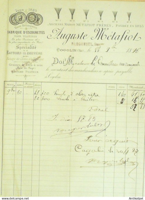 Facture d'Auguste Métafiot (Fabrique d'Escouttes) 1896 à Cogolin (83)