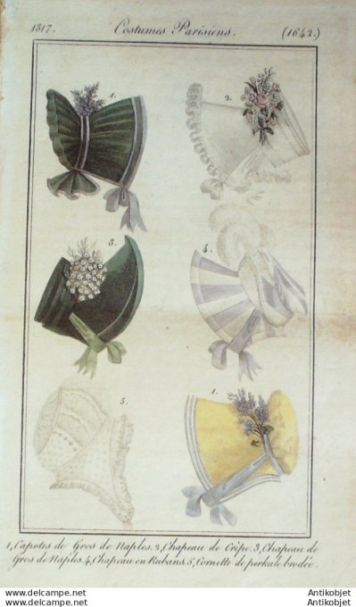 Costume Parisien 1817 # 1642 Capotes de gros de Naples