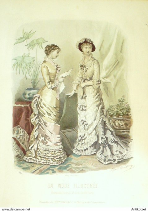 Gravure de mode Gazette de Famille 1875 n°160 (Maisons Elise n°Plument)