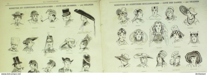 La Caricature 1883 #177 La salon Robida Coiffures hollandaises Draner Loys