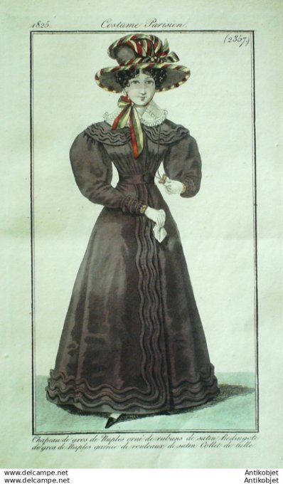 Gravure Mode Costume Parisien 1825 # 2357 (eau forte old Fashion plate