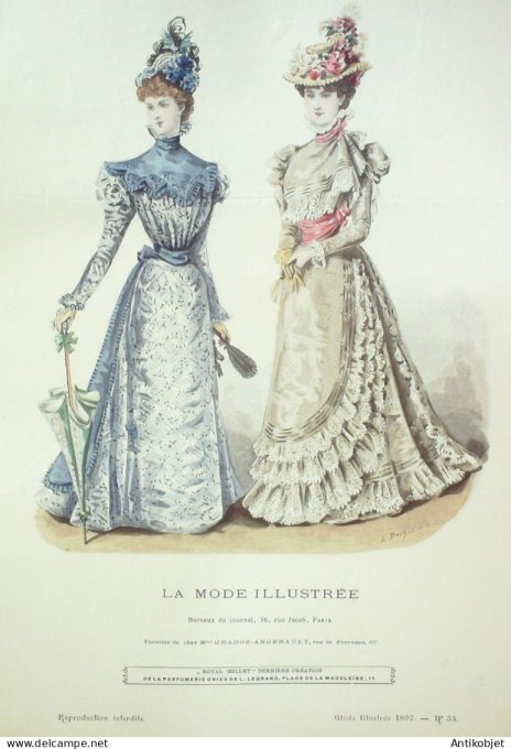 Gravure Mode illustree 1897 # 33 (Old Fashion plate) RARE