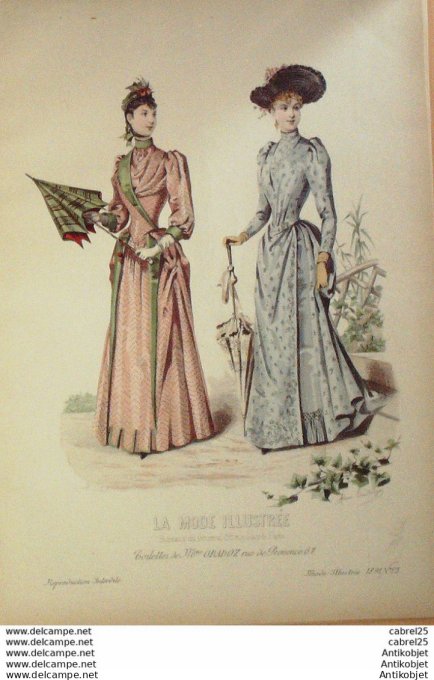 Gravure de mode La Mode illustrée 1891 n°23 (Maison Gradoz)
