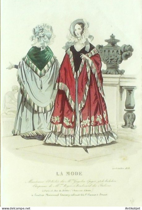 Gravure La mode 1839 # 36 (aquarelle old Fashion plate)