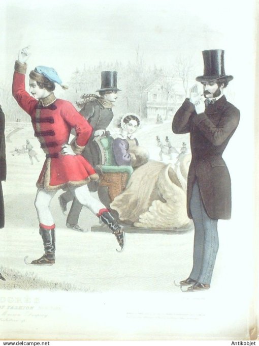 Gravure de Mode originale Le Progres 1856 # 74 (Maison Desprey)