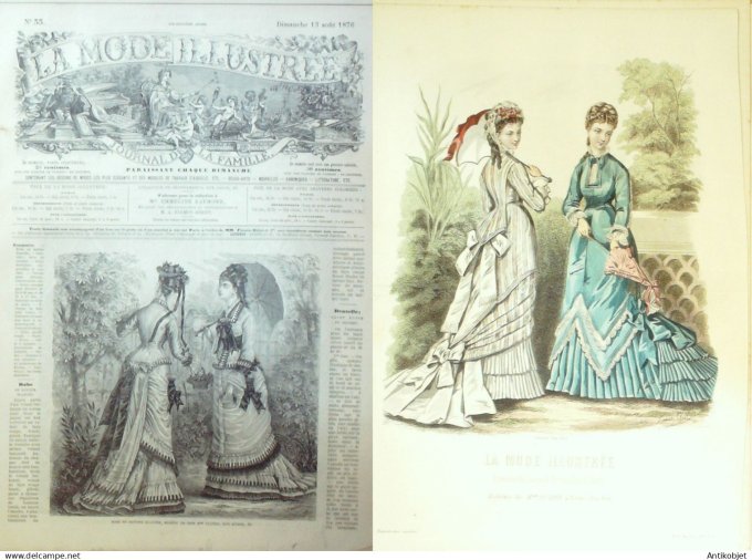 La Mode illustrée journal + gravure associée 1876 # 39
