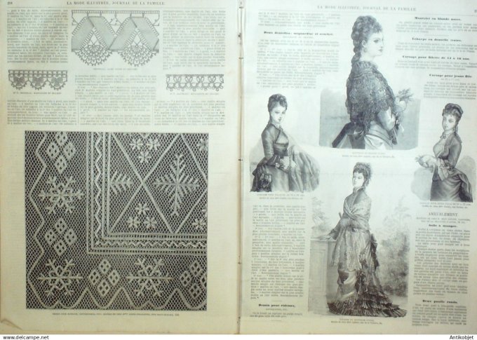 La Mode illustrée journal + gravure associée 1876 # 39