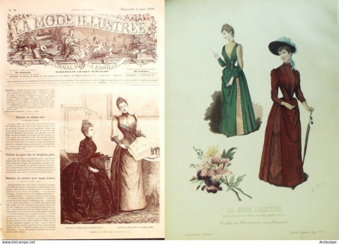 La Mode illustrée journal + gravure associée 1890 #  9