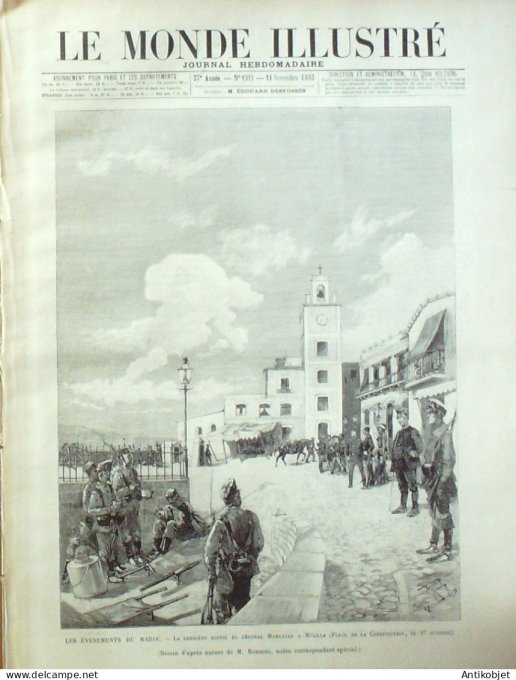 Le Monde illustré 1893 n°1911 Maroc Melilla Maubeuge (59) Etats-Unis Chicago
