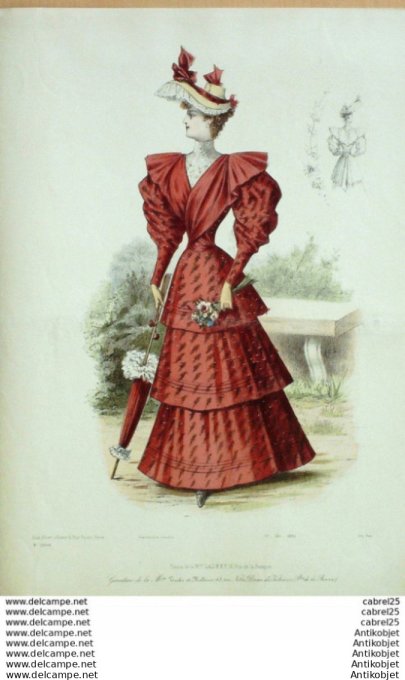 Gravure Mode Le Coquet 1893 # 29 (Old Fashion plate)