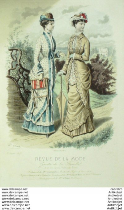 Gravure Mode La Gazette 1879 # 393 (Old Fashion plate)