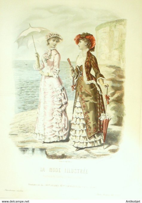 Gravure de mode La Mode illustrée 1881 n°29 (Maison Fladry-Coussinet)