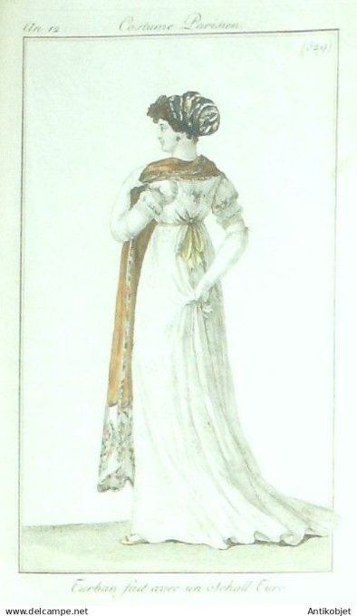 Costume Parisien 1804 an 12 # 529 (eau forte) Turban & schall Turc