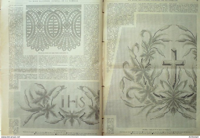 La Mode illustrée journal + gravure associée 1890 #  9