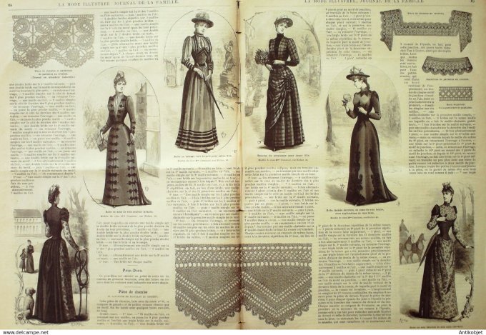 La Mode illustrée journal + gravure associée 1890 #  9