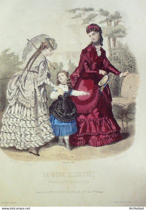 Gravure Mode illustree 1869 # 40 (Old Fashion plate)