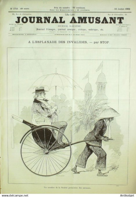 Le Journal Amusant 1889 # 1716 A l'esplanade des Invalides par Stop