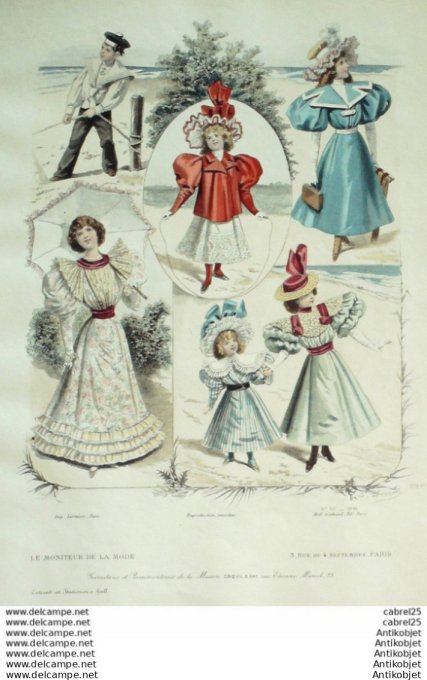 Gravure Mode Le Moniteur 1896 # 30 (Old Fashion plate)