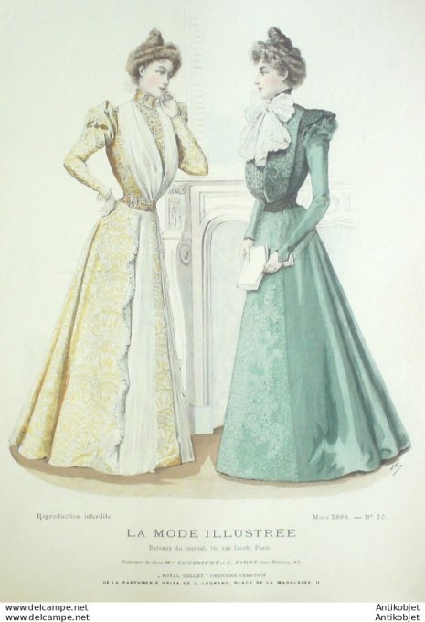 Gravure Mode illustree 1898 # 10 (Old Fashion plate) rare