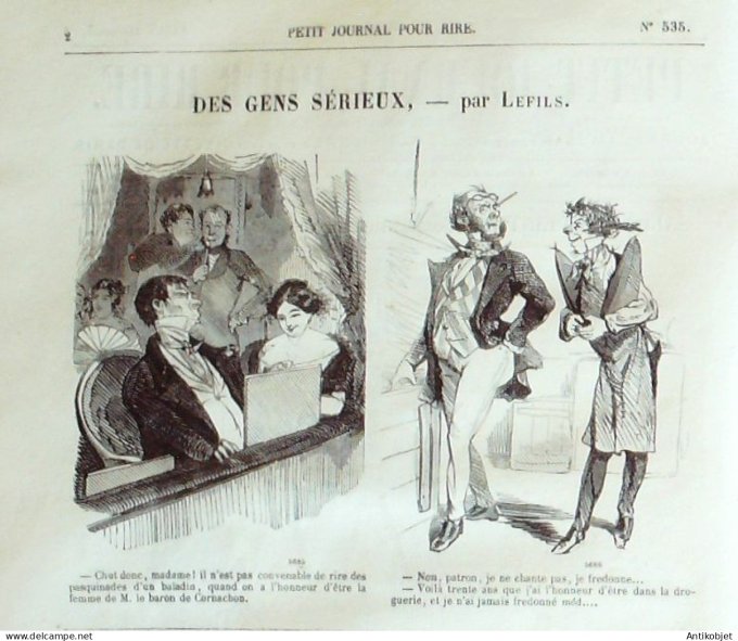 Petit journal pour Rire 1864 # 535 Cabotinades Lefils