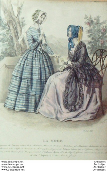 Gravure La mode 1846 # 21 (aquarelle old Fashion plate)