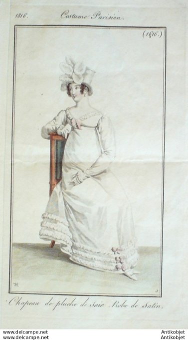 Gravure Mode Costume Parisien 1816 # 1616 (eau forte old Fashion plate