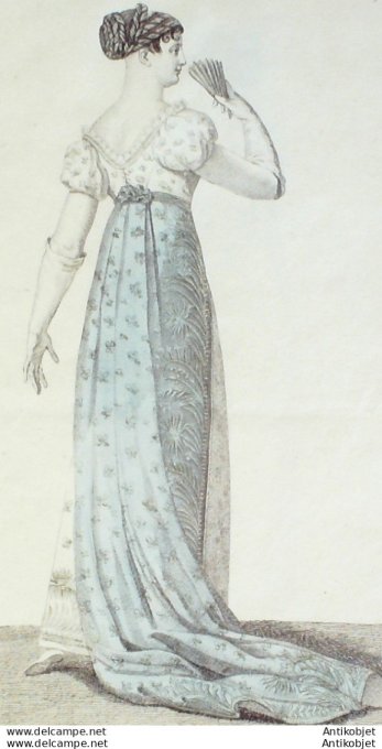 Gravure de mode Costume Parisien 1808 n° 863 Queue de cour