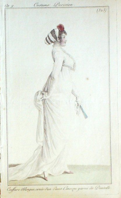 Gravure Mode Costume Parisien 1801 an   9 # 325 (eau forte old Fashion plate