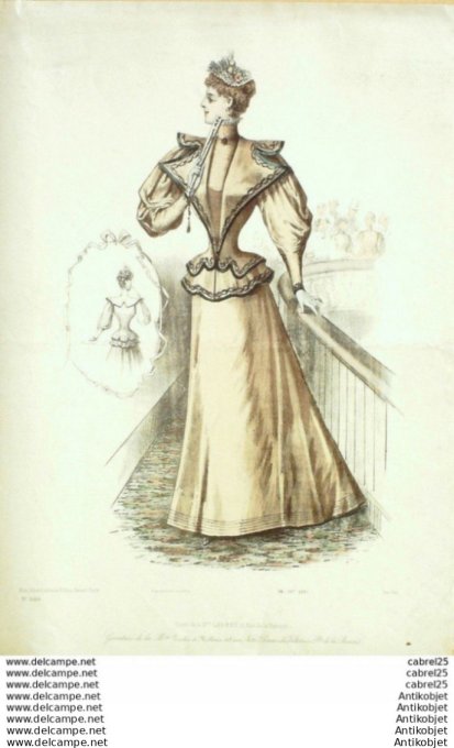 Gravure Mode Le Coquet 1893 # 34 (Old Fashion plate)