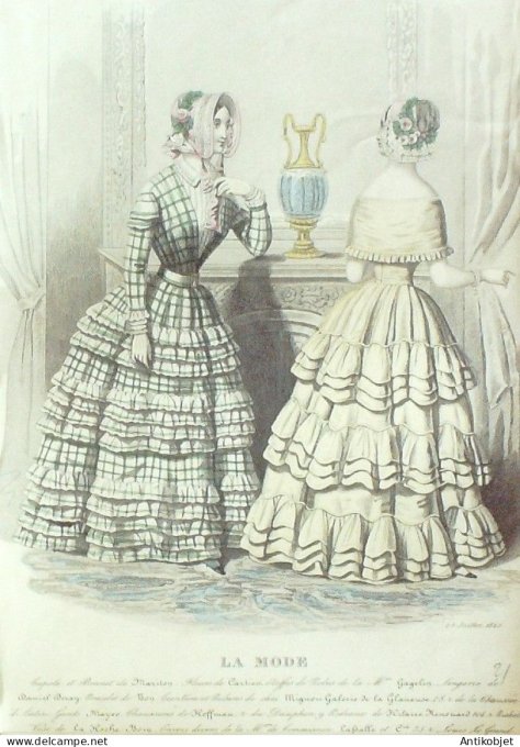 Gravure La mode 1845 # 21 (aquarelle old Fashion plate)