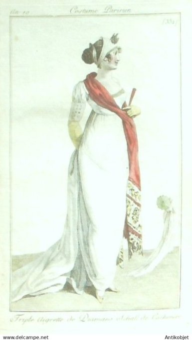 Costume Parisien 1801 an 10 # 332 (eau forte) Schall de Cachemire