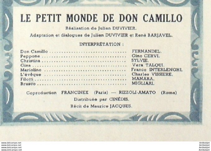 Le petit monde de Don Camillo Fernandel Vera Taloul Gino Cervi